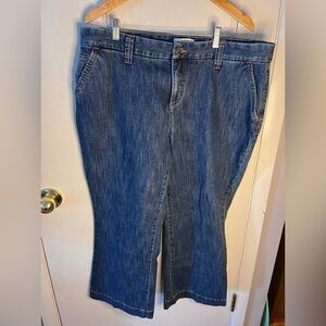 CJ Banks Jeans Button Back Pocket Medium Wash Denim Wide Leg Women’s 18W Petite